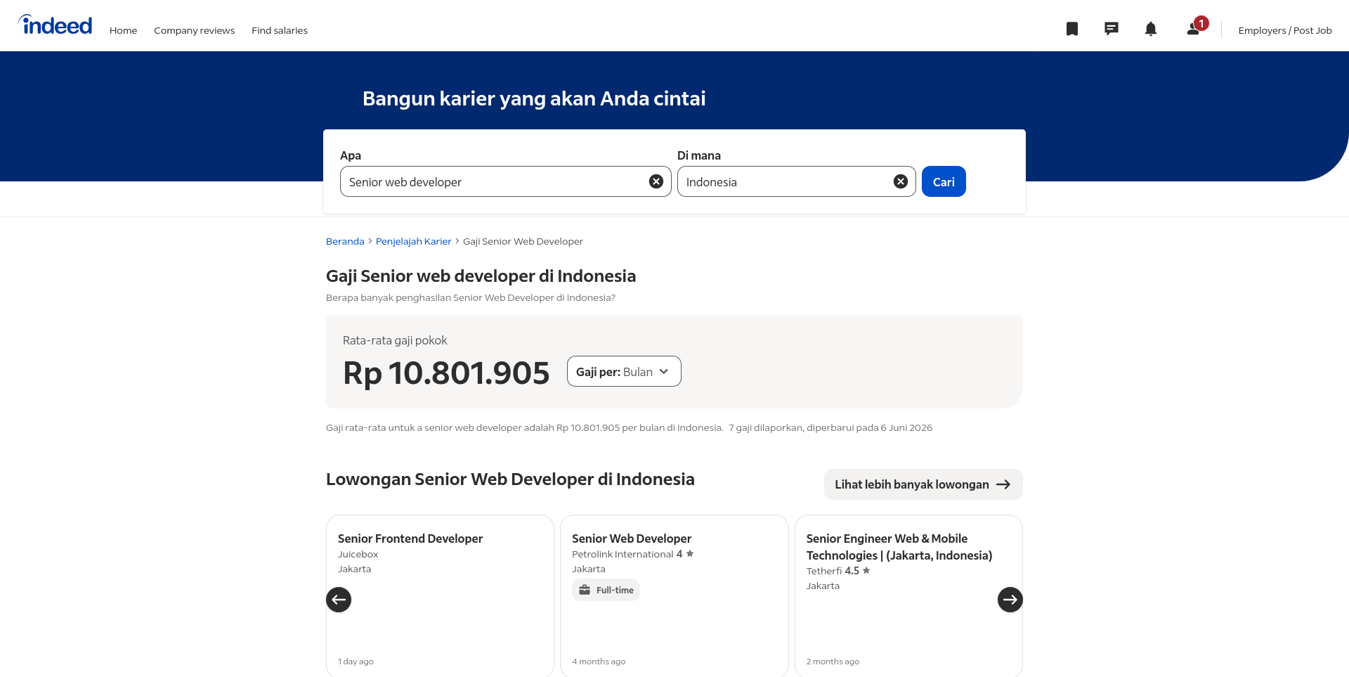 gaji senior web developer di indonesia